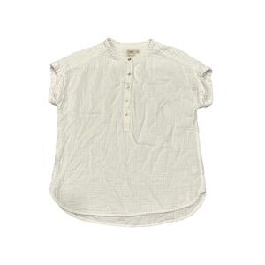 Faherty Organic‎ Cotton Gauze Top XS White Button Up Short Sleeve Casual